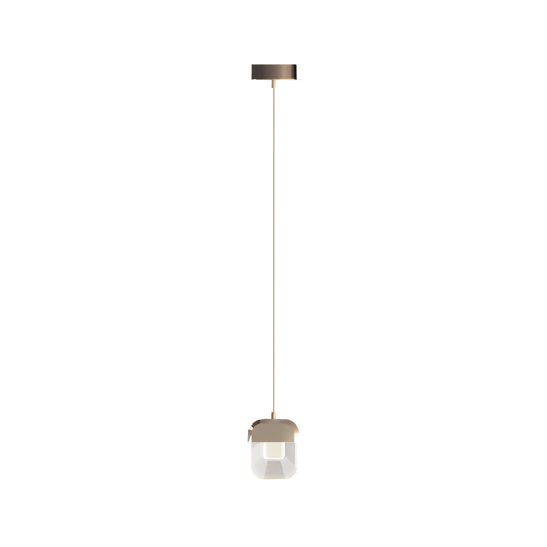 Minimalist Crystal Pendant Light — Aluminum, Terracotta Gold, 1-Light, 3-Step Dimming (3000K/4500K/6000K), 78.7" Adjustable Chain