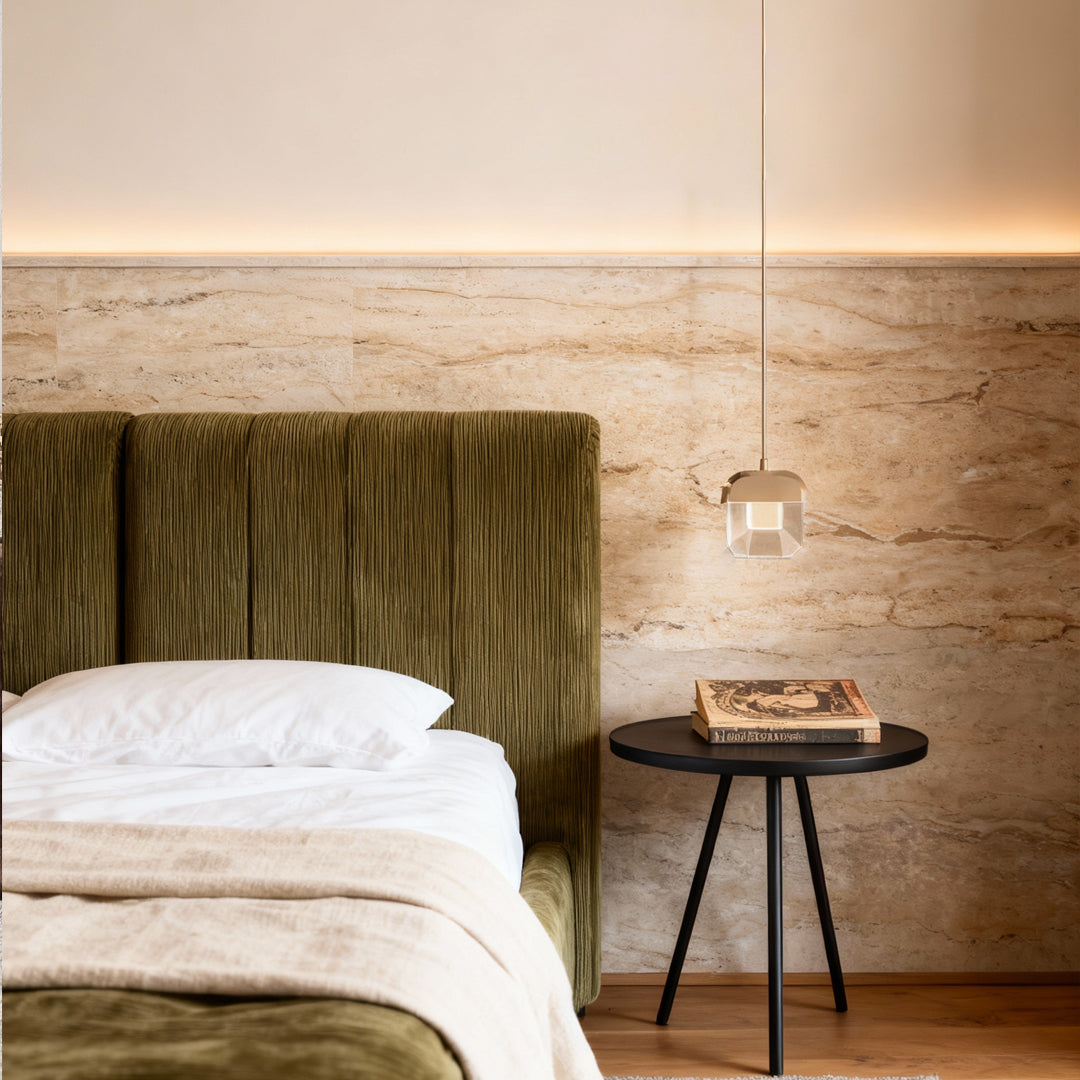 Minimalist Crystal Pendant Light — Aluminum, Terracotta Gold, 1-Light, 3-Step Dimming (3000K/4500K/6000K), 78.7" Adjustable Chain