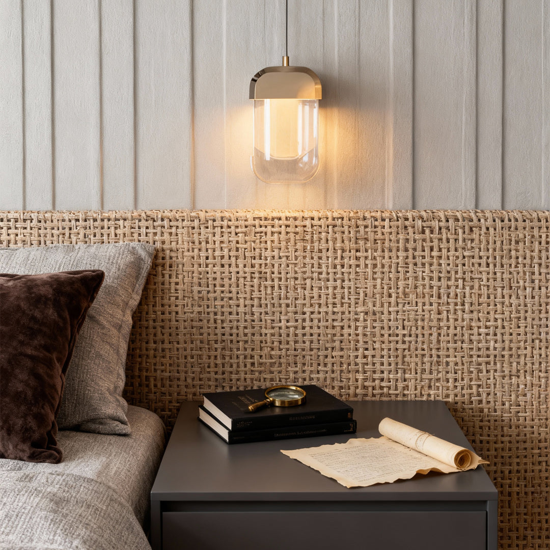 Minimalist Crystal Pendant Light — Aluminum, Terracotta Gold, 1-Light, 3-Step Dimming (3000K/4500K/6000K), 78.7" Adjustable Chain