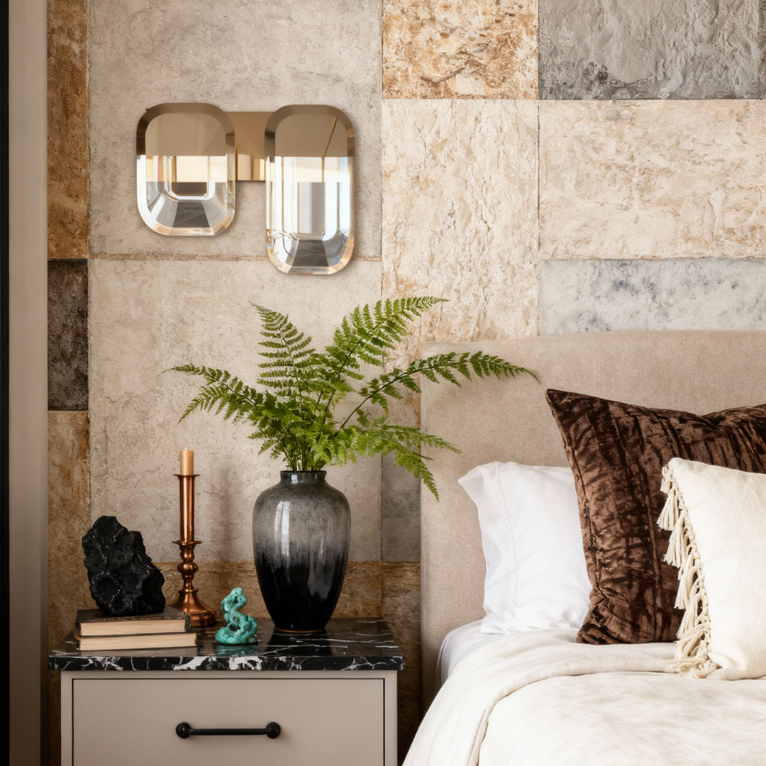 Modern Crystal Wall Sconce — Gold Aluminum, LED, 3-Step Dimming, Single or Double Head