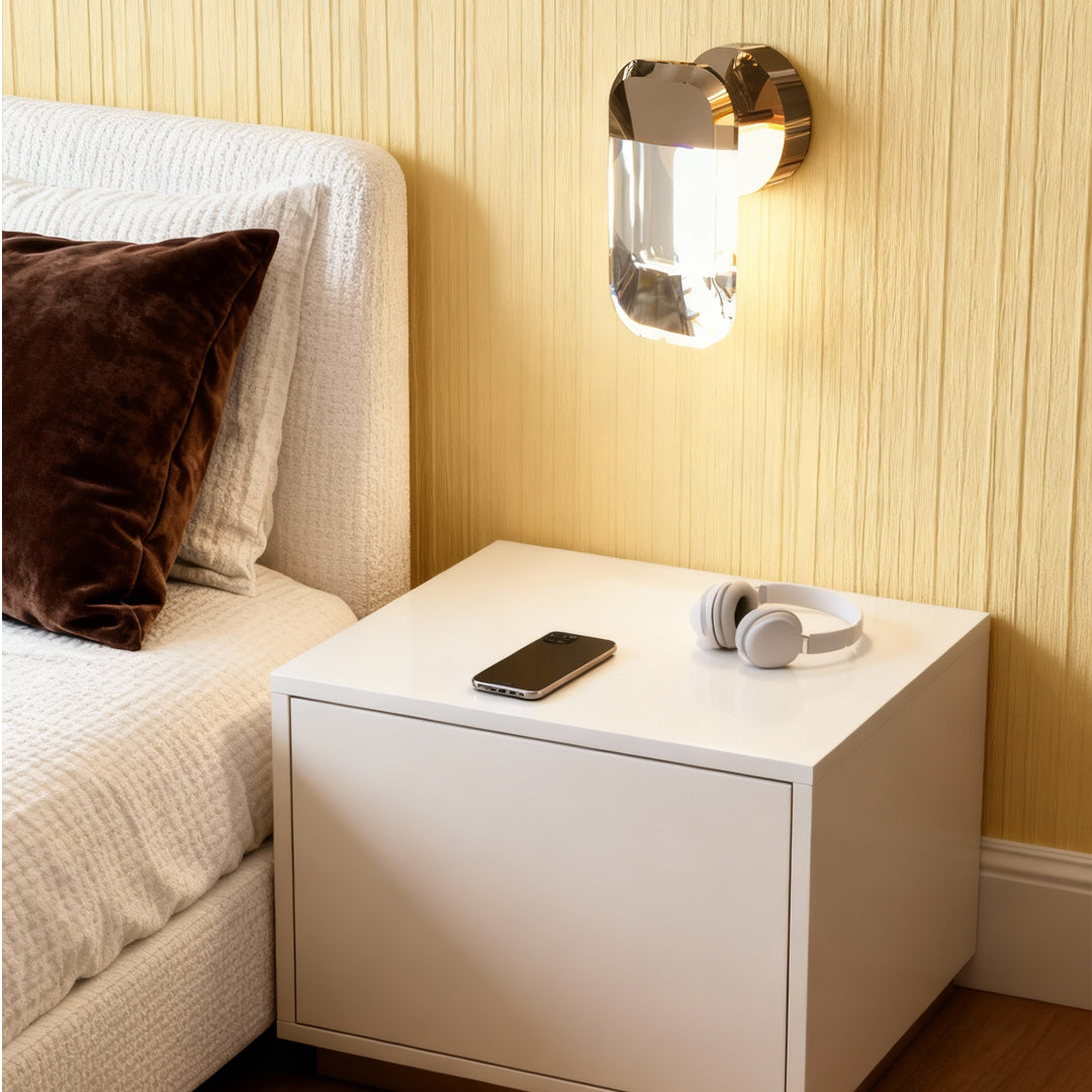 Modern Crystal Wall Sconce — Gold Aluminum, LED, 3-Step Dimming, Single or Double Head
