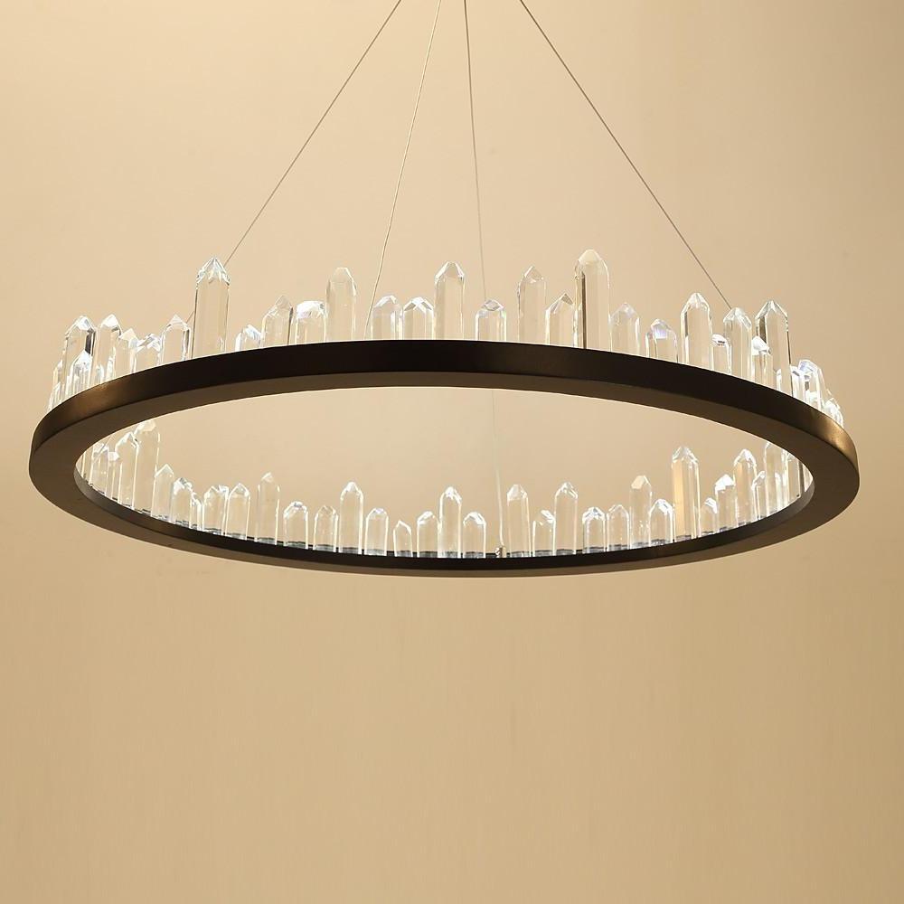Circular Ring Crystal Chandelier — Metal, LED, 31" Diameter, Adjustable Height, 40W, 3000K / 6000K