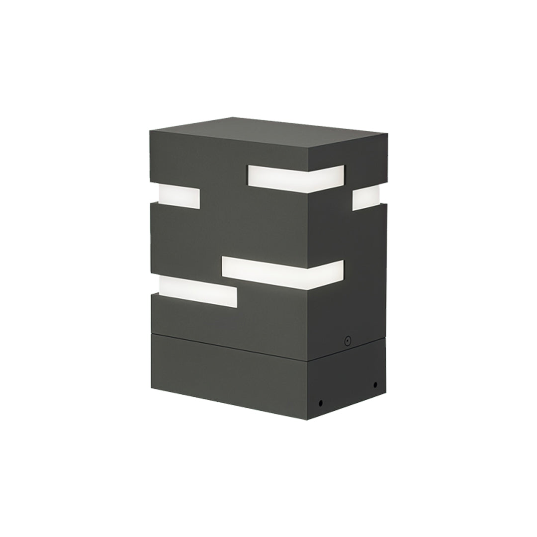 Minimalist Industrial Black LED Bollard Light — Stainless Steel, 8W / 12W, IP65, 3000K Warm White