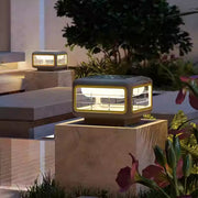 Minimalist Square Outdoor Pillar Light — Stainless Steel & PE, LED, Solar or Hardwired, IP65, 3000K, Multiple Sizes