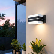 Geometric Minimalist Outdoor Wall Sconce — Stainless Steel, 12W LED, IP65 Weatherproof, Black or White