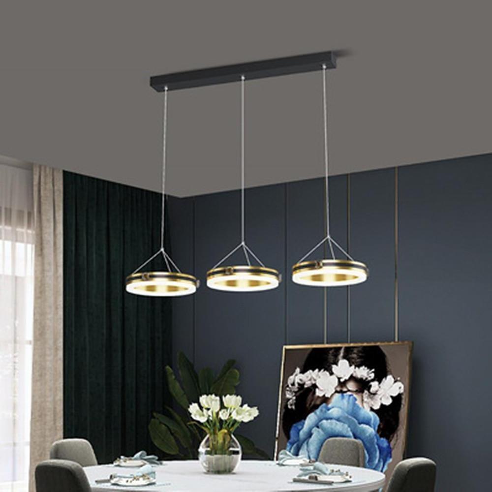 Three-Circle LED Pendant Chandelier — Metal and Acrylic, 3-Light, Dimmable, Three-Color Dimming, 28" Wide