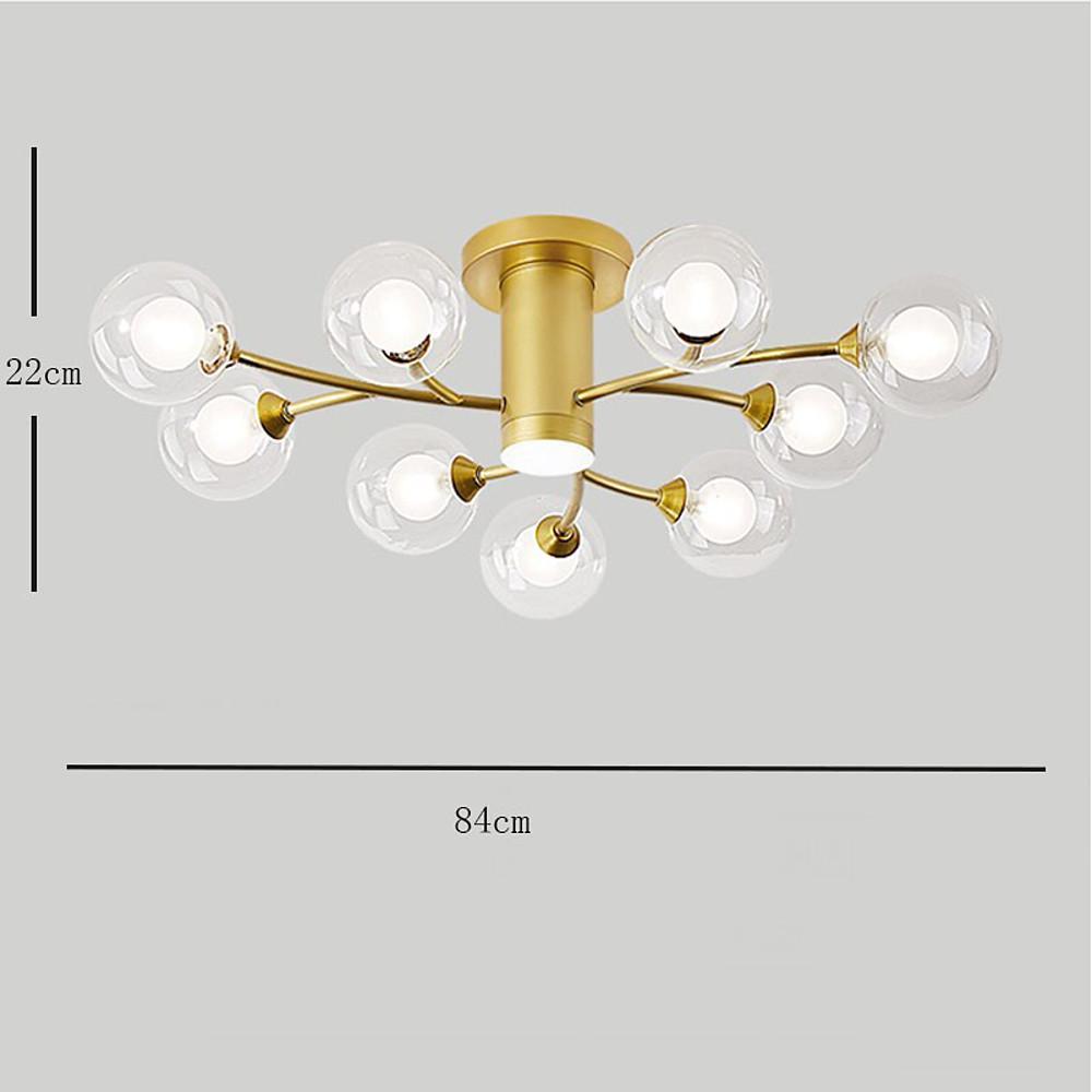 Industrial Globe Semi-Flush Mount Ceiling Light — Metal and Glass, LED, 9/12/15-Light, 3000–5400K