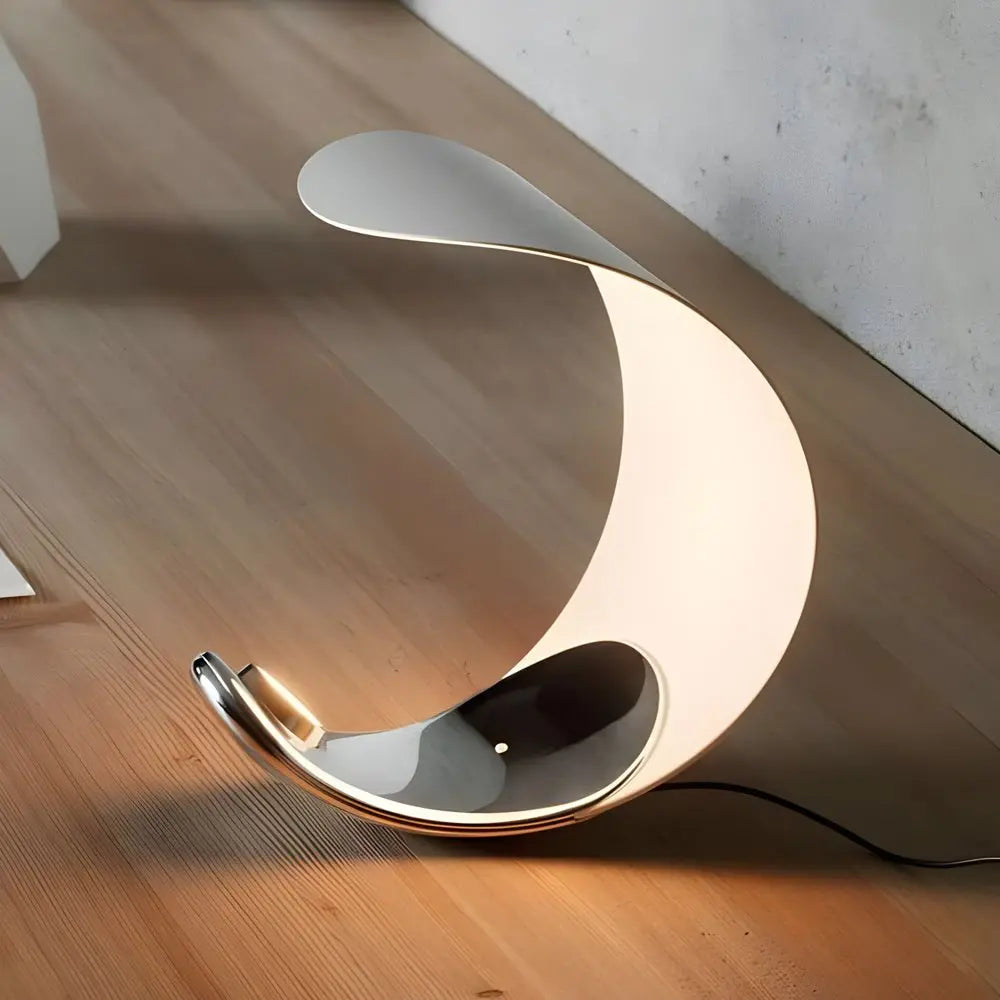 Touch-Controlled Curl Polished Silver Chrome LED Table Lamp Luxe