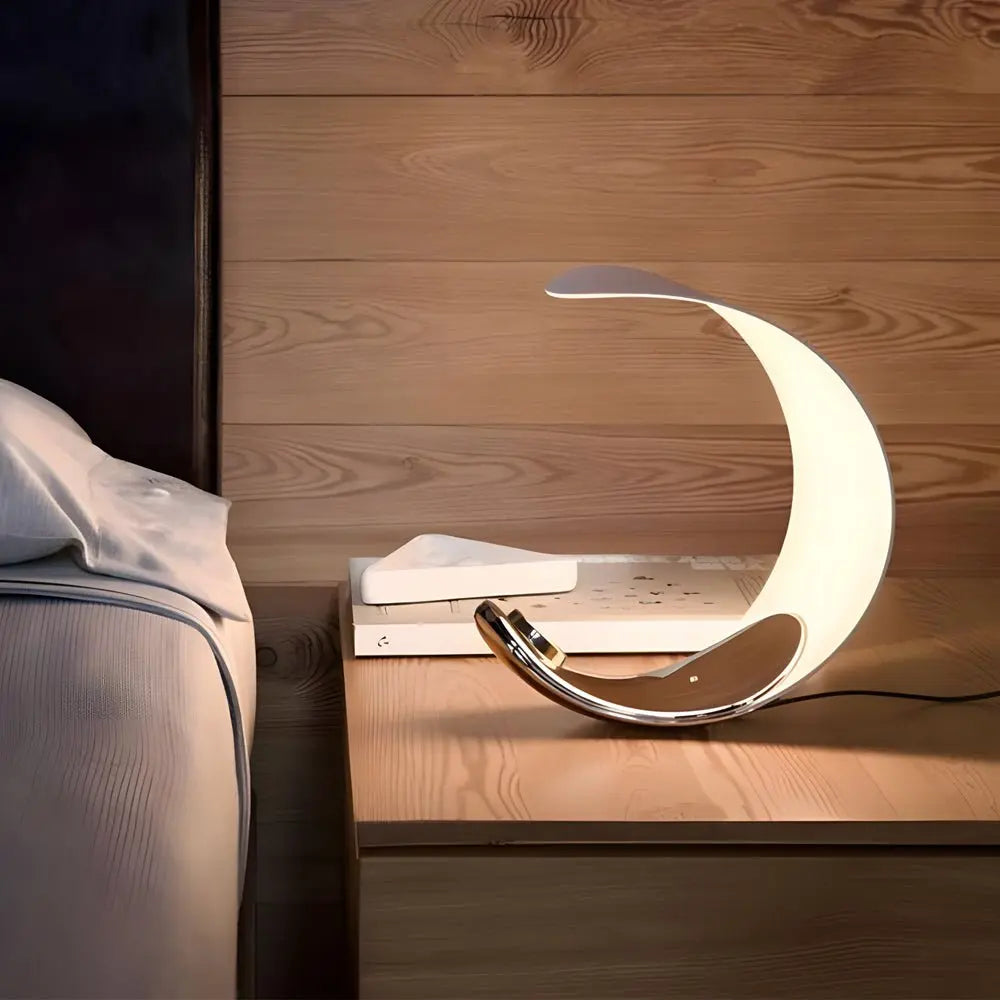 Touch-Controlled Curl Polished Silver Chrome LED Table Lamp Luxe