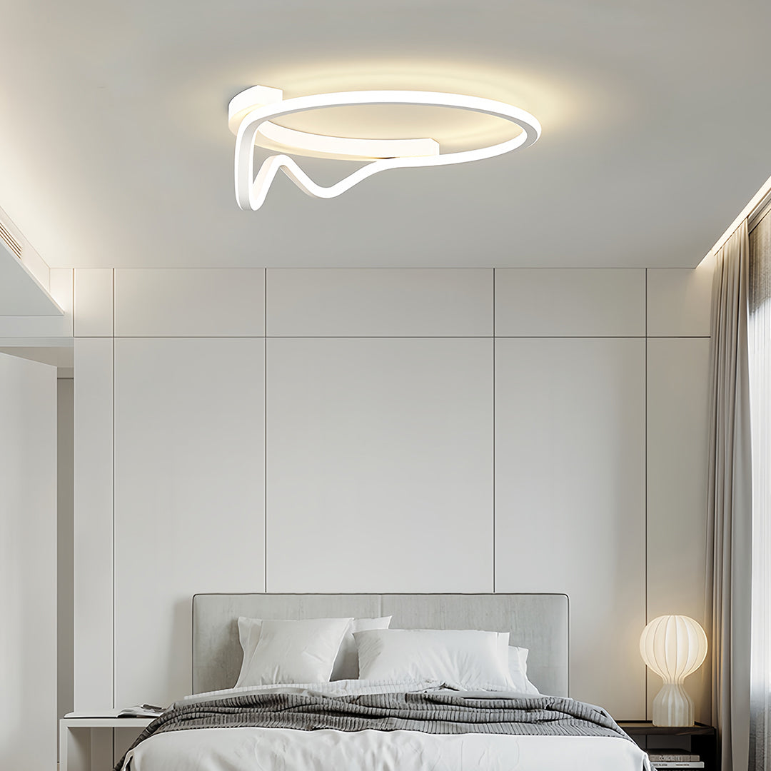 Minimalist Geometric LED Flush Mount — Iron, Silicone Shade, 3-Step Dimming (3000K–6000K), 16.5" or 20.5"