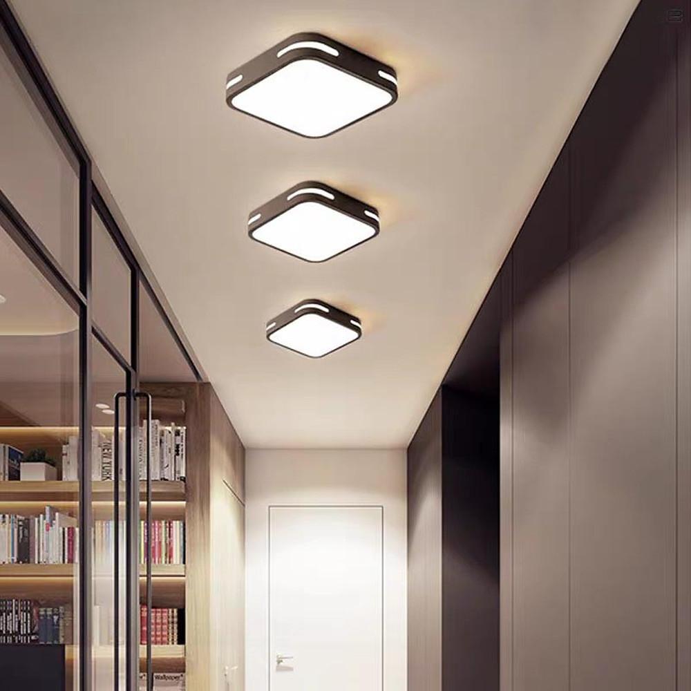 Square Flush-Mount Ceiling Light — Metal and Acrylic, LED Integrated, 20W, 9"