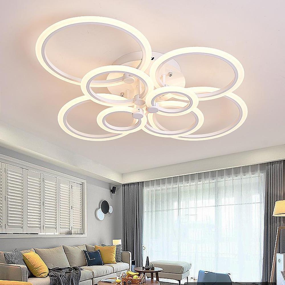 Tiered Circles Flush-Mount Ceiling Light — Aluminum & Acrylic, 2800K–7000K, 4-Light / 6-Light / 8-Light