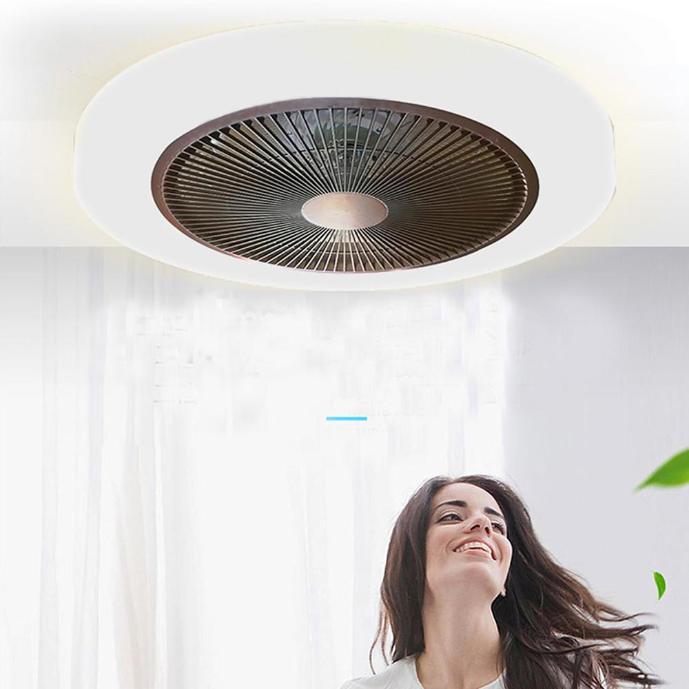LED Bladeless Ceiling Fans with Lights - Rounded Linear Flush Mount Design for Living Rooms