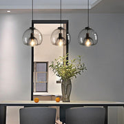 Smoked Round Mini Pendant — Metal and Glass, Vintage Industrial, 1-Light E26/E27, 9" Shade