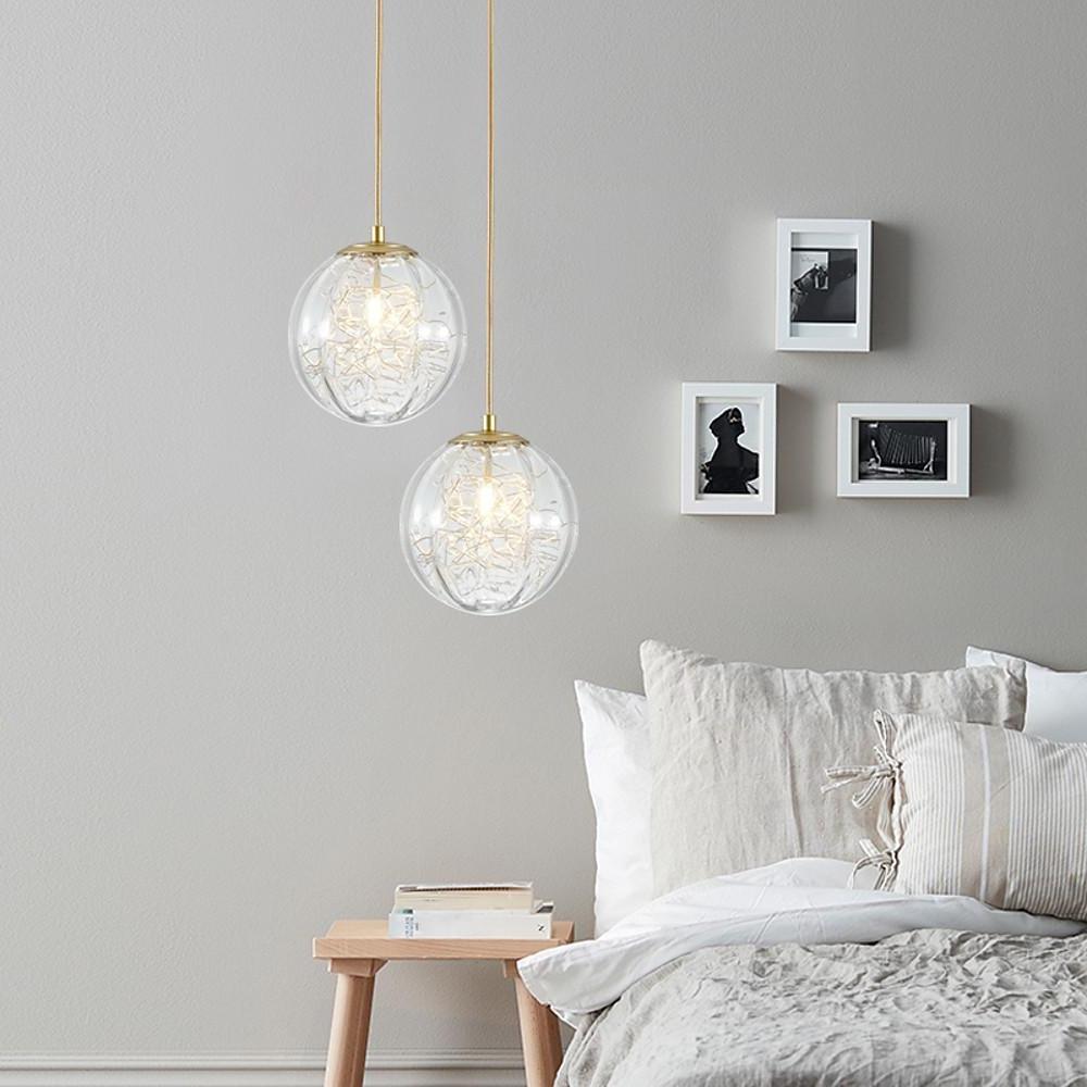 Glass Globe Multi-Light Pendant — Clear Glass, 6" Diameter, Adjustable 39" Cord