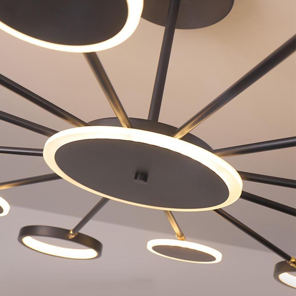 Multi-Circle Dandelion Chandelier — Acrylic and Aluminum, LED, 6/8/12-Light, 12W, 3000K/6000K, Black or Gold