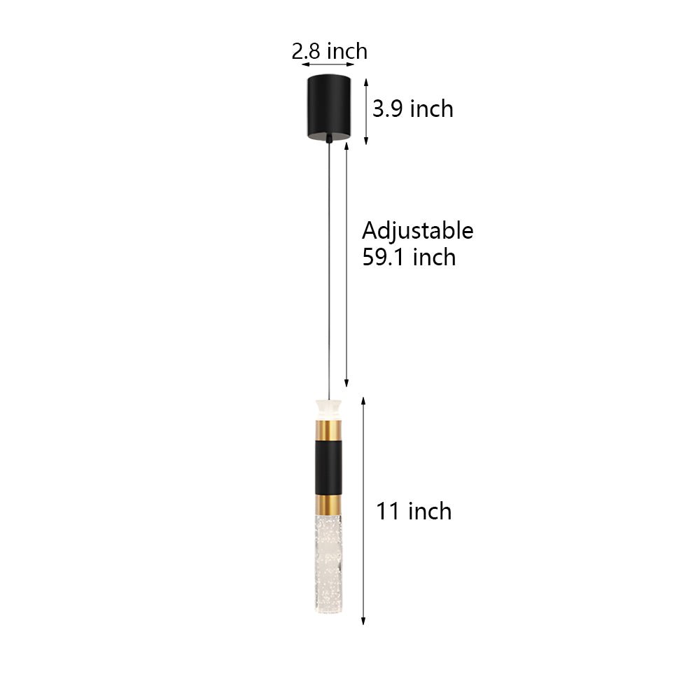 Modern Cylinder Mini Pendant — Black and Gold Aluminum, LED 10W, Three-Step Dimming (3000K/4500K/6000K)