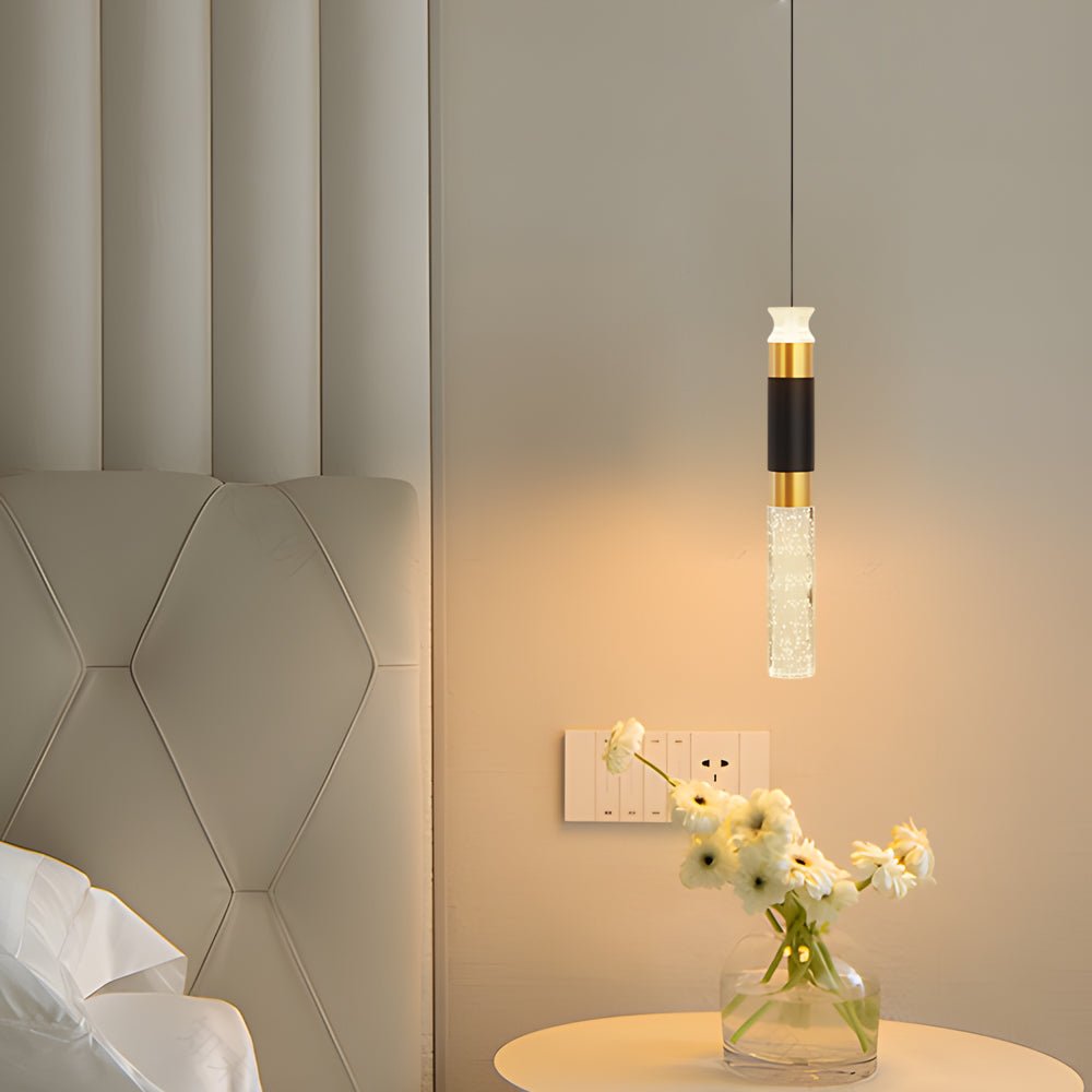 Modern Cylinder Mini Pendant — Black and Gold Aluminum, LED 10W, Three-Step Dimming (3000K/4500K/6000K)