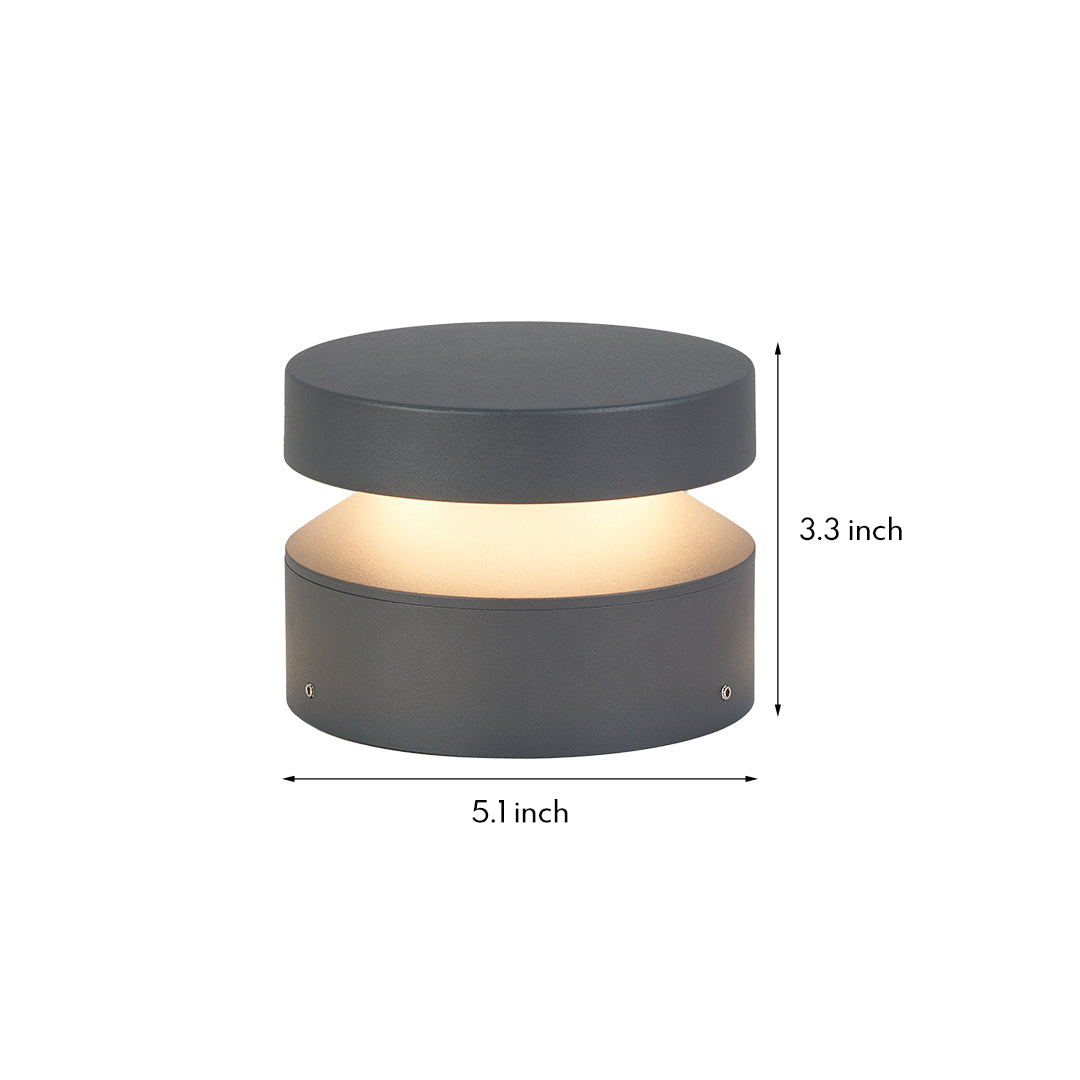 Minimalist Outdoor Bollard Light — Sand-Gray Aluminum and Glass, 12W LED, 3000K, IP65 Weatherproof, Hardwired, 110V