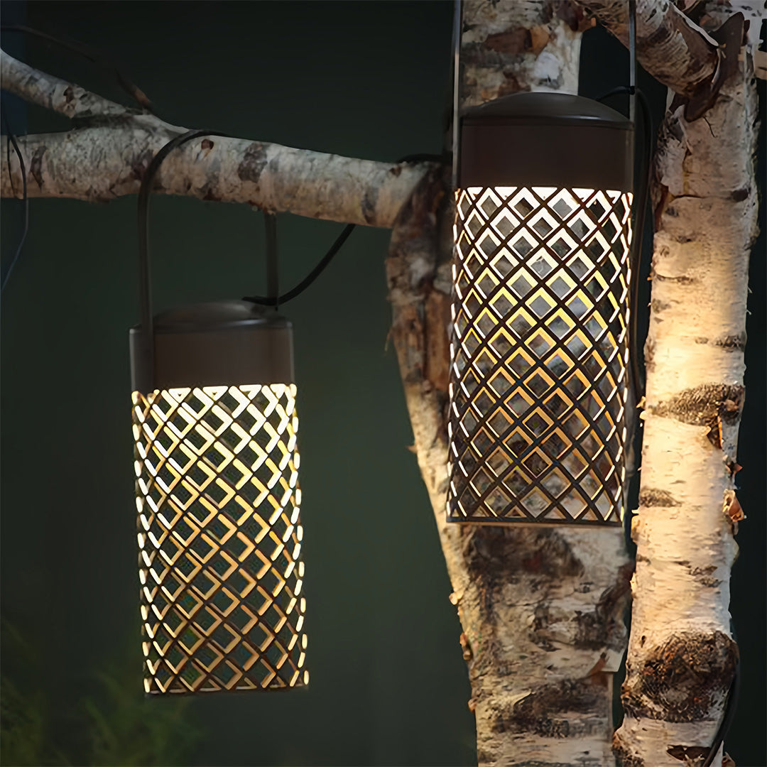 Minimalist Cylindrical Outdoor Pendant Lantern — Black Stainless Steel, 2W LED, IP54, Portable