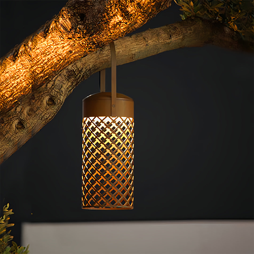 Minimalist Cylindrical Outdoor Pendant Lantern — Black Stainless Steel, 2W LED, IP54, Portable