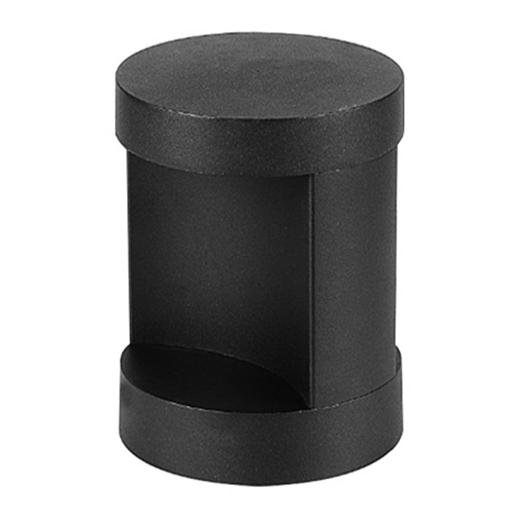 Contemporary Outdoor Cylinder Bollard Light — Aluminum and Frosted Glass, LED, Solar or Hardwired, IP65, 15W, Black