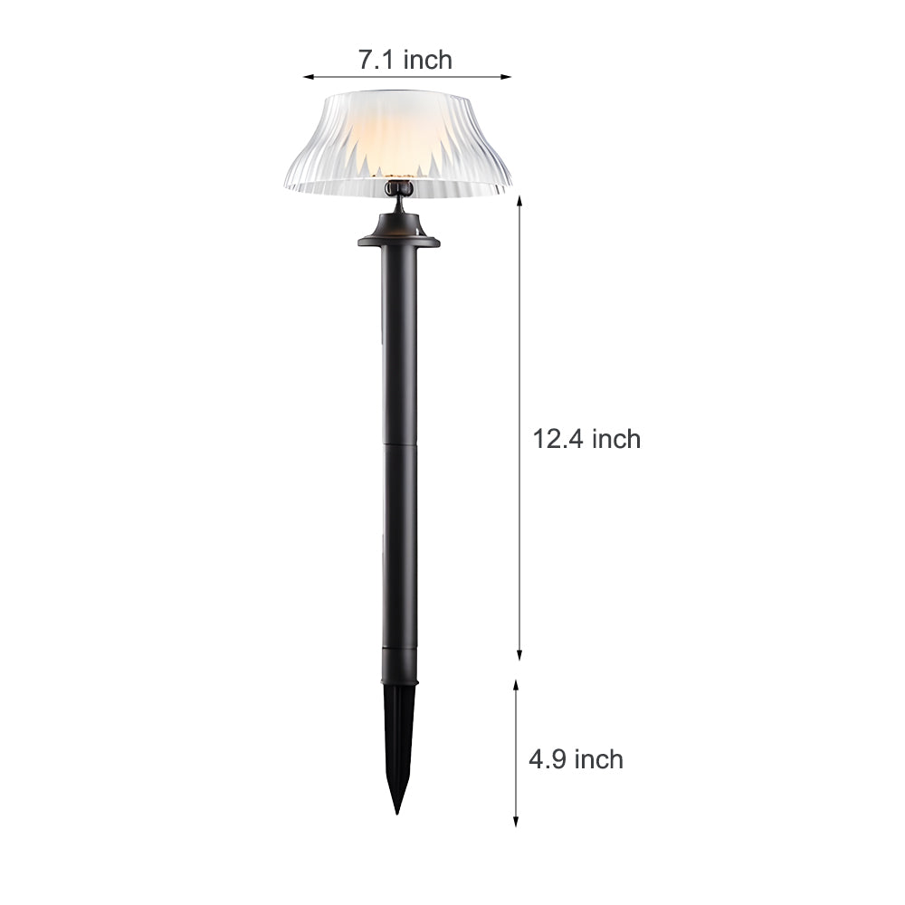 Vintage Industrial Solar Lawn Stake Path Light — Black Iron, LED, 3000K, IP65 Weatherproof, Dusk-to-Dawn