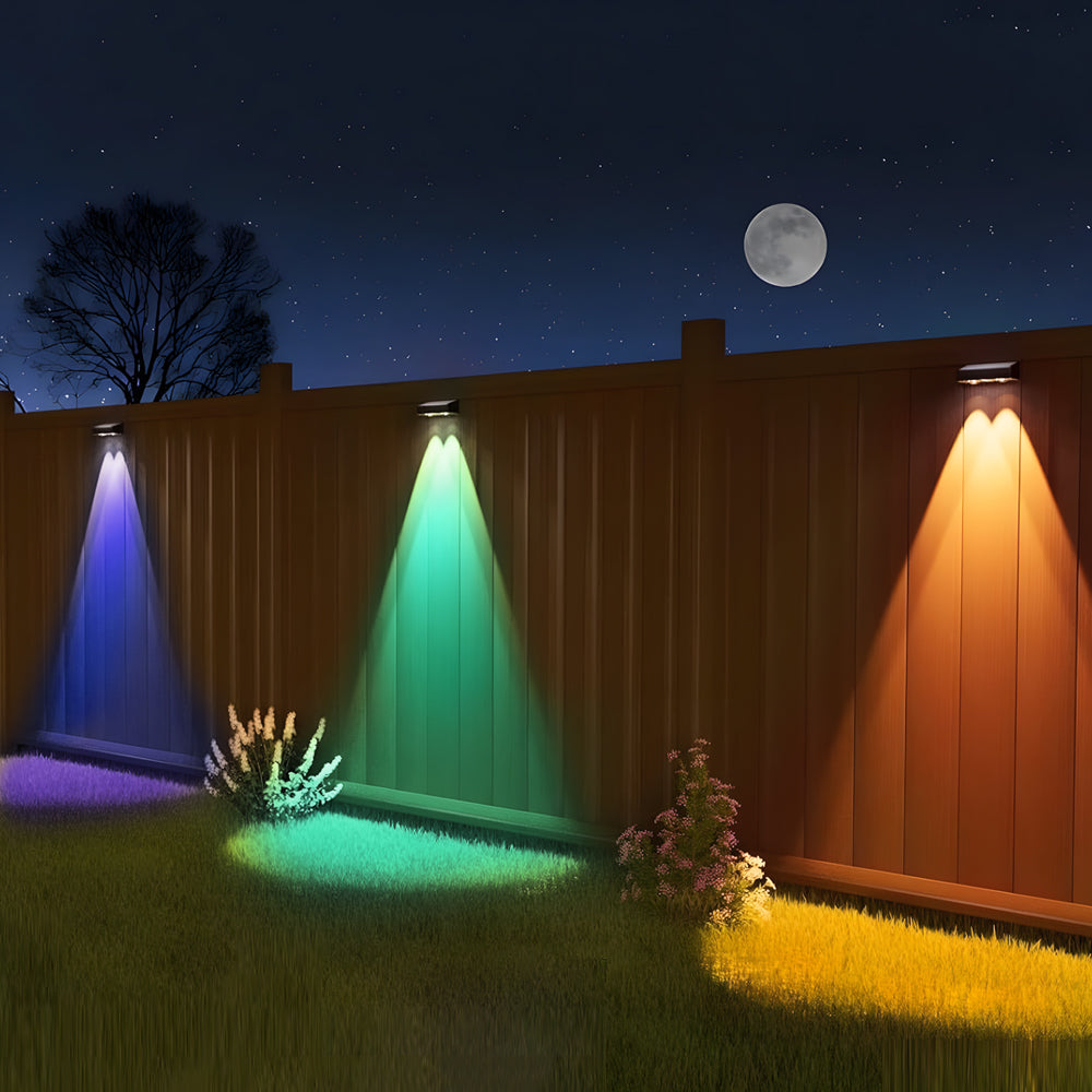 Waterproof Multi-Color Solar-Powered Square Wall Lights for Outdoor Use