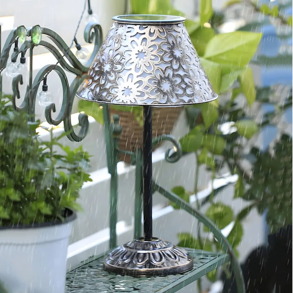 LED Waterproof Outdoor Table Lamp - Solar Silver Metal Design Luxe