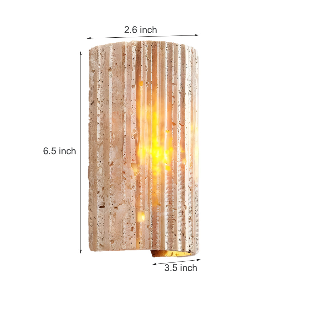 Minimalist Rectangular Up/Down Wall Sconce — Yellow Travertine, 9W LED, 3000K Warm White, Hardwired