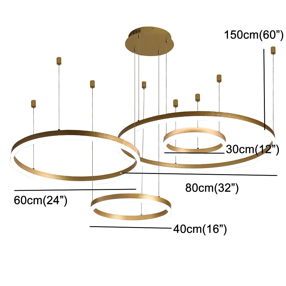 Large Circle Chandelier for High Ceilings — Aluminum & Acrylic, 31" Dimmable LED, 3000K–6000K, 59" Adjustable Chain