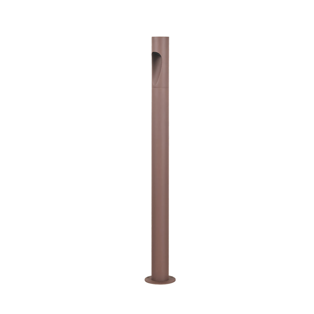 Minimalist Cylindrical LED Bollard Light — Aluminum & Clear Glass, 7W / 9W, IP65, DC24V Hardwired, Gray or Coffee Brown, 4 Heights
