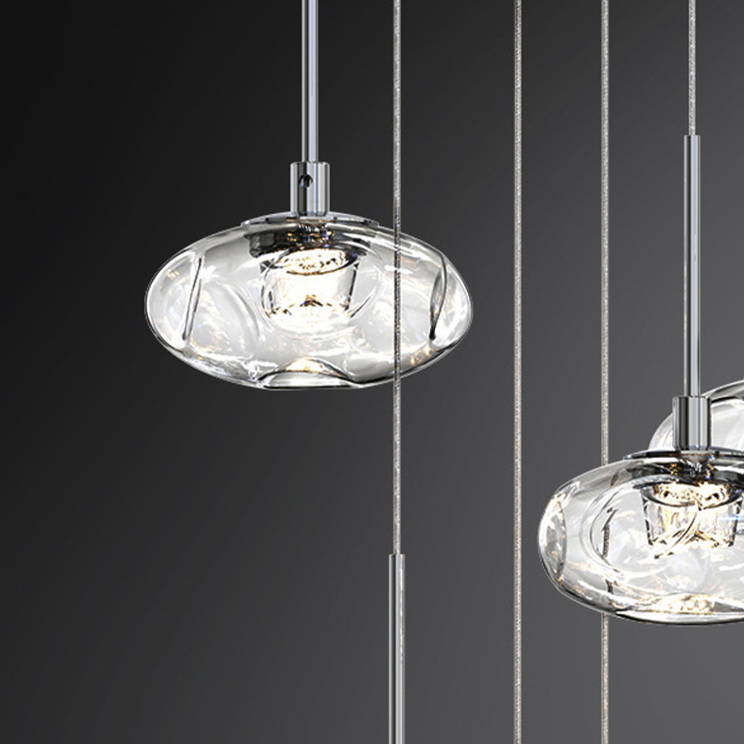 Minimalist Italian Ring Pendant Light — Nano Glass & Stainless Steel, LED, 3-Step Dimming, Ra≥97, Chrome or Gold