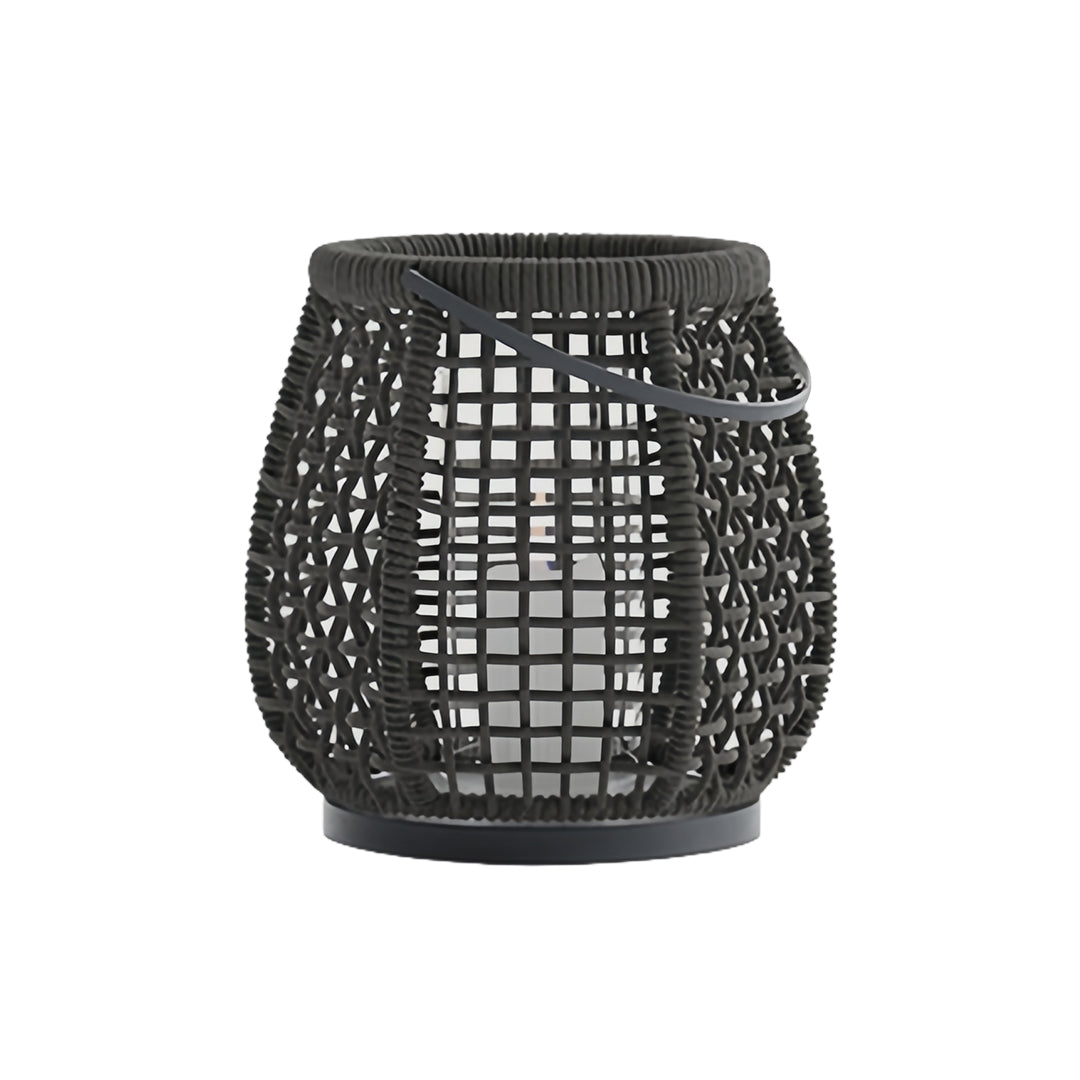 Woven Outdoor Lantern with Handle — Metal & Rattan, Portable, 10W Plug-in / USB Rechargeable / Solar, 4000mAh, IP-Rated