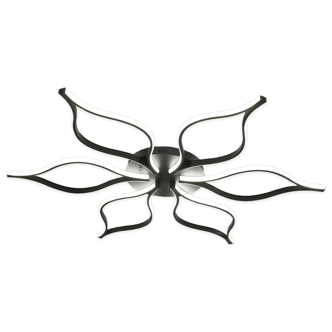 Minimalist LED Flush-Mount Ceiling Light — Black Iron, 120W / 160W, 43" or 47", Dimmable, Remote Control