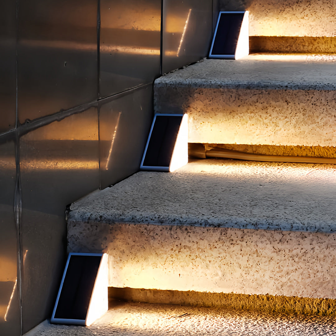 RGB Solar Step & Deck Lights, 4-Pack — ABS/PC, LED, IP65 Weatherproof, Warm White + 7-Color Mode, Auto Dusk-On