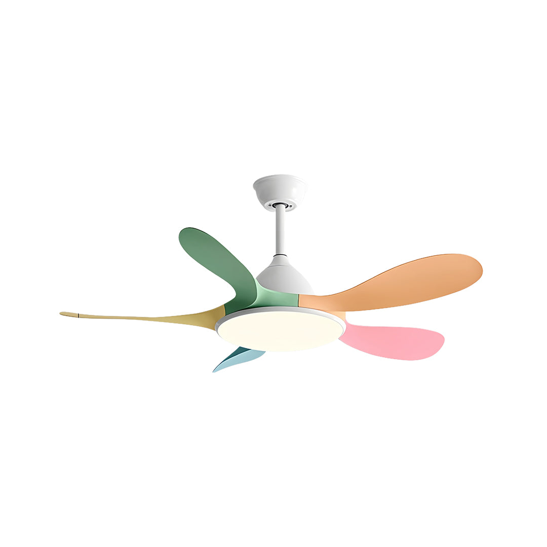 5-Blade Kids' Room Ceiling Fan with Light — Metal Body, ABS Blades, 46" or 56", 3-Color Dimming, Remote Control