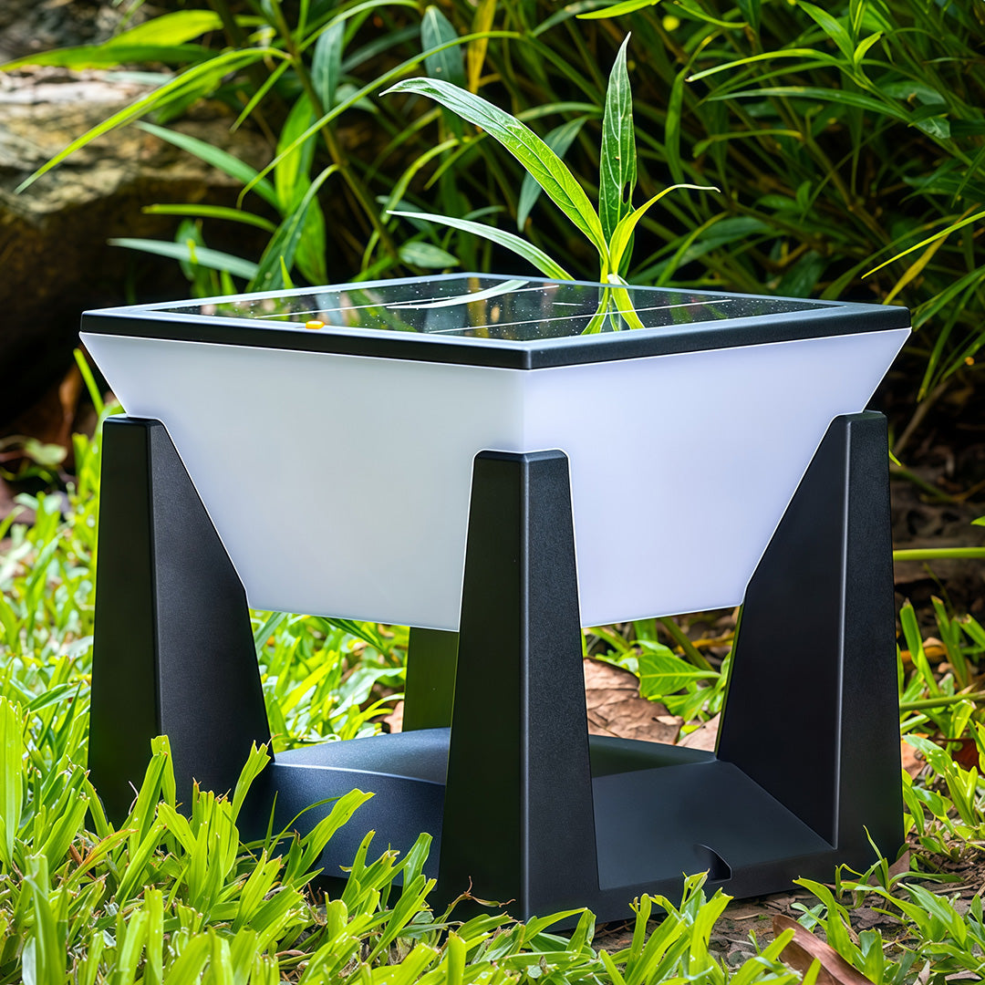 Solar Bollard Pillar Light — Black ABS, LED, Three-Color Dimming (3000K/4500K/6000K), IP65 Weatherproof, Dusk-to-Dawn