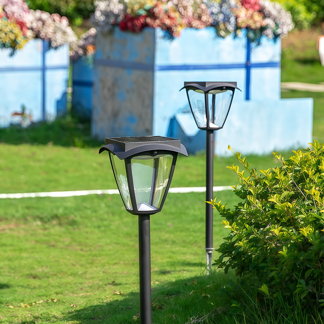 Solar Path Light — Black Aluminum, LED, Dual Color Temperature (3000K/6000K), IP65 Weatherproof