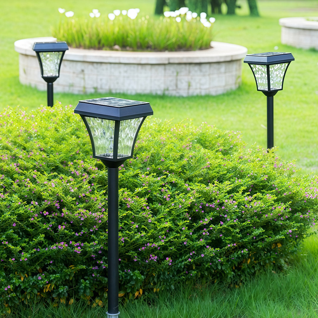 Solar Pathway Light — Black Die-Cast Aluminum, 2W LED, Dual Color Temperature (3000K / 6000K), IP65 Weatherproof, 28.74" H