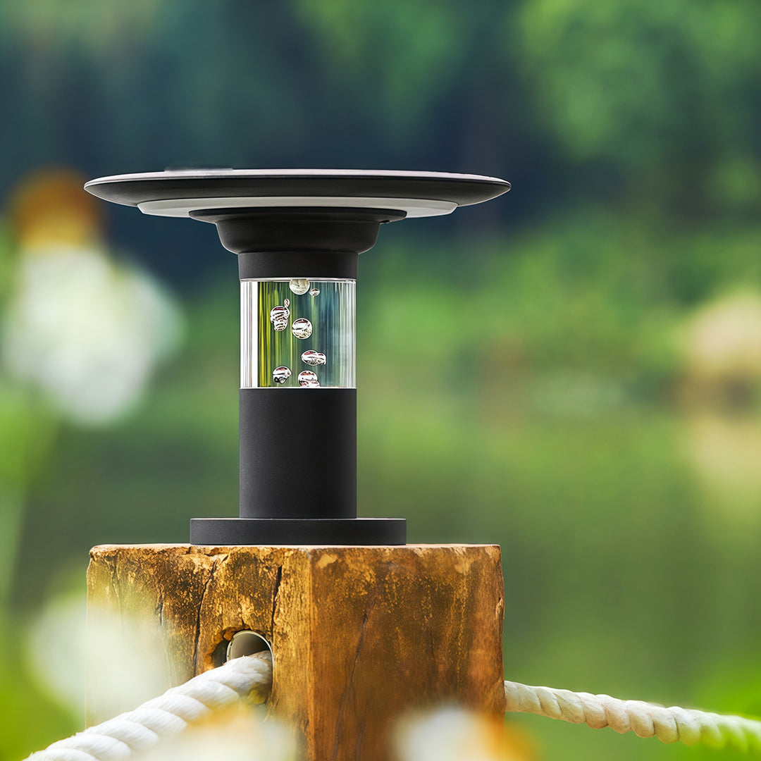 Solar Post Cap Light — Black Die-Cast Aluminum, 5W LED, Dual Color Temperature, IP65 Weatherproof