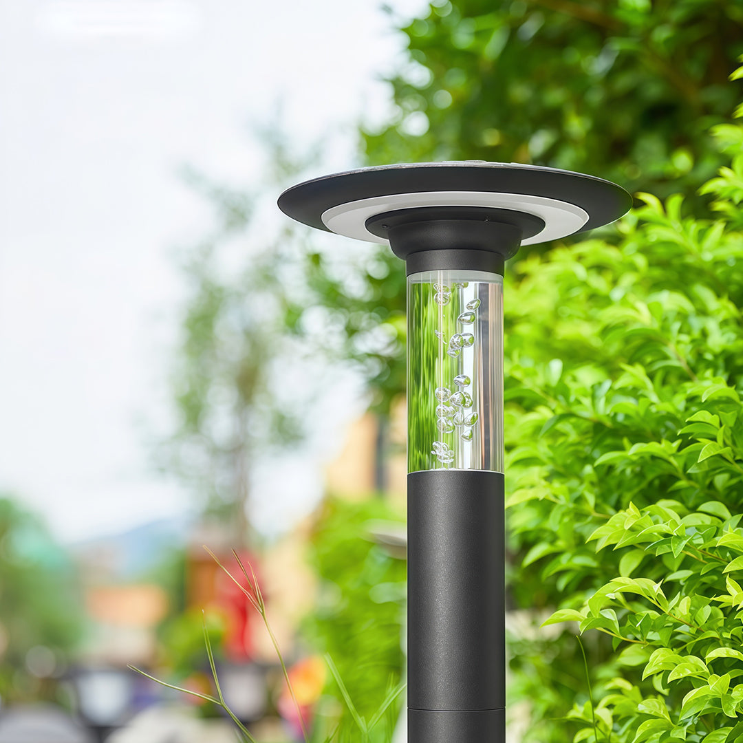 Solar Outdoor Pathway Light — Black Aluminum, 5W LED, Dual Color Temperature (3000K/6000K), IP65, 4000mAh, Ground Stake