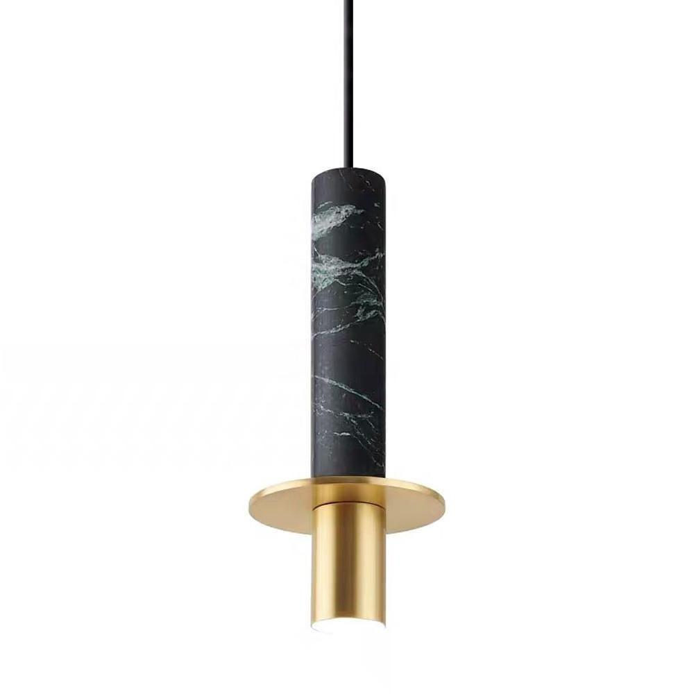 Cylindrical Circular Mini Pendant Light — Metal and Glass, 1-Light, 10W LED, 3000K, 5" Diameter, 59" Adjustable Cord