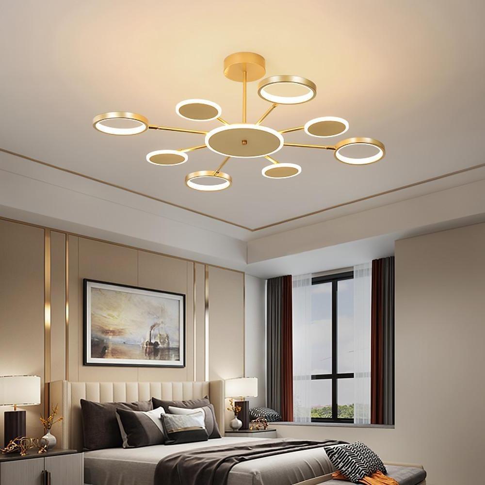 Multi-Circle Dandelion Chandelier — Acrylic and Aluminum, LED, 6/8/12-Light, 12W, 3000K/6000K, Black or Gold