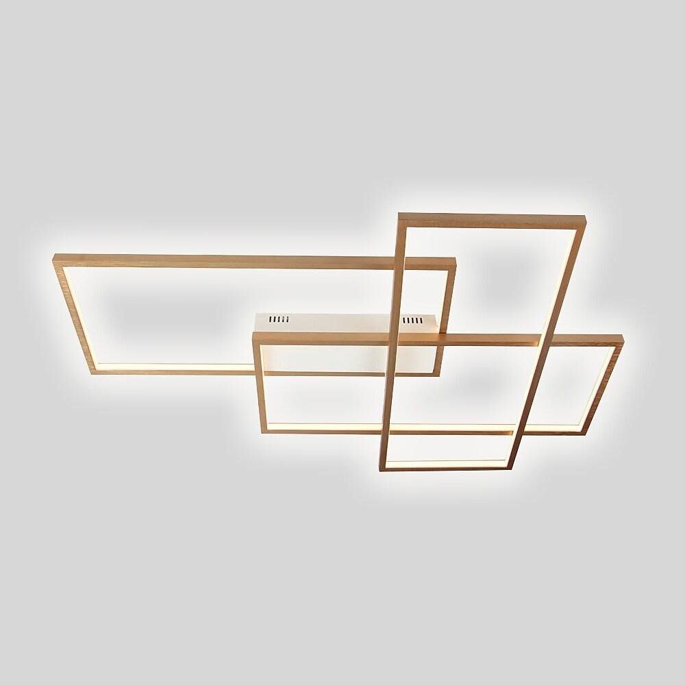 Overlapping Rectangles Geometric Flush-Mount Ceiling Light — Aluminum, 90W LED, Dimmable with Remote, 40" × 27"