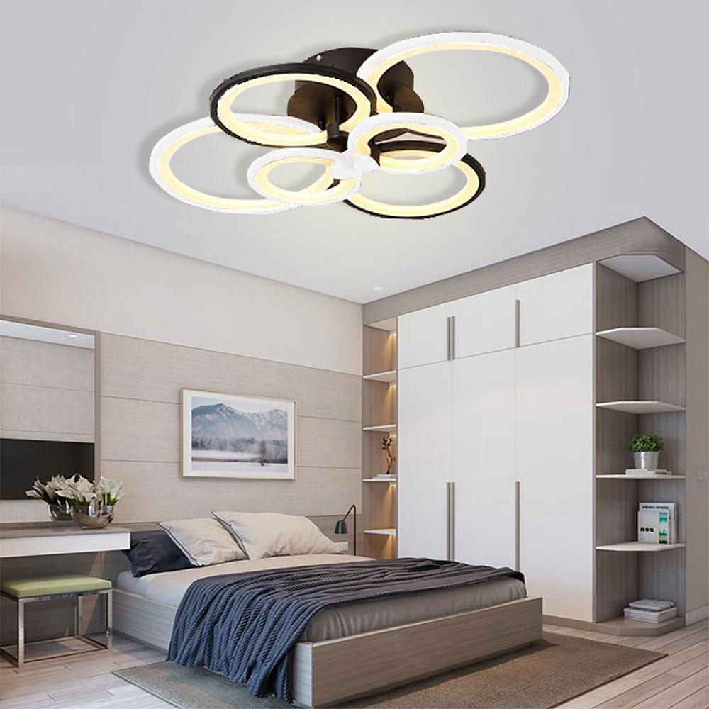 Multi-Ring Flush-Mount Ceiling Light — Metal and Acrylic, Dimmable LED, 3000K–6000K, 31" Wide