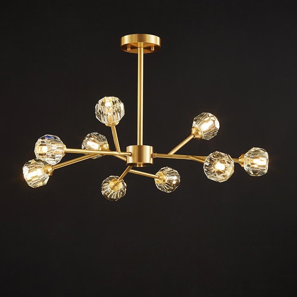 Sputnik Crystal Chandelier — Copper & Crystal, 15-Light LED, 31" Diameter, Three-Step Dimming