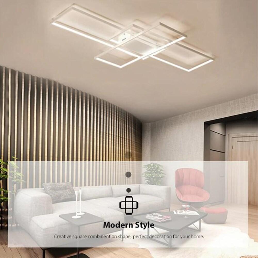 Large Multi-Rectangle Flush-Mount Ceiling Light — 3-Tier Integrated LED, Black, Gold or White