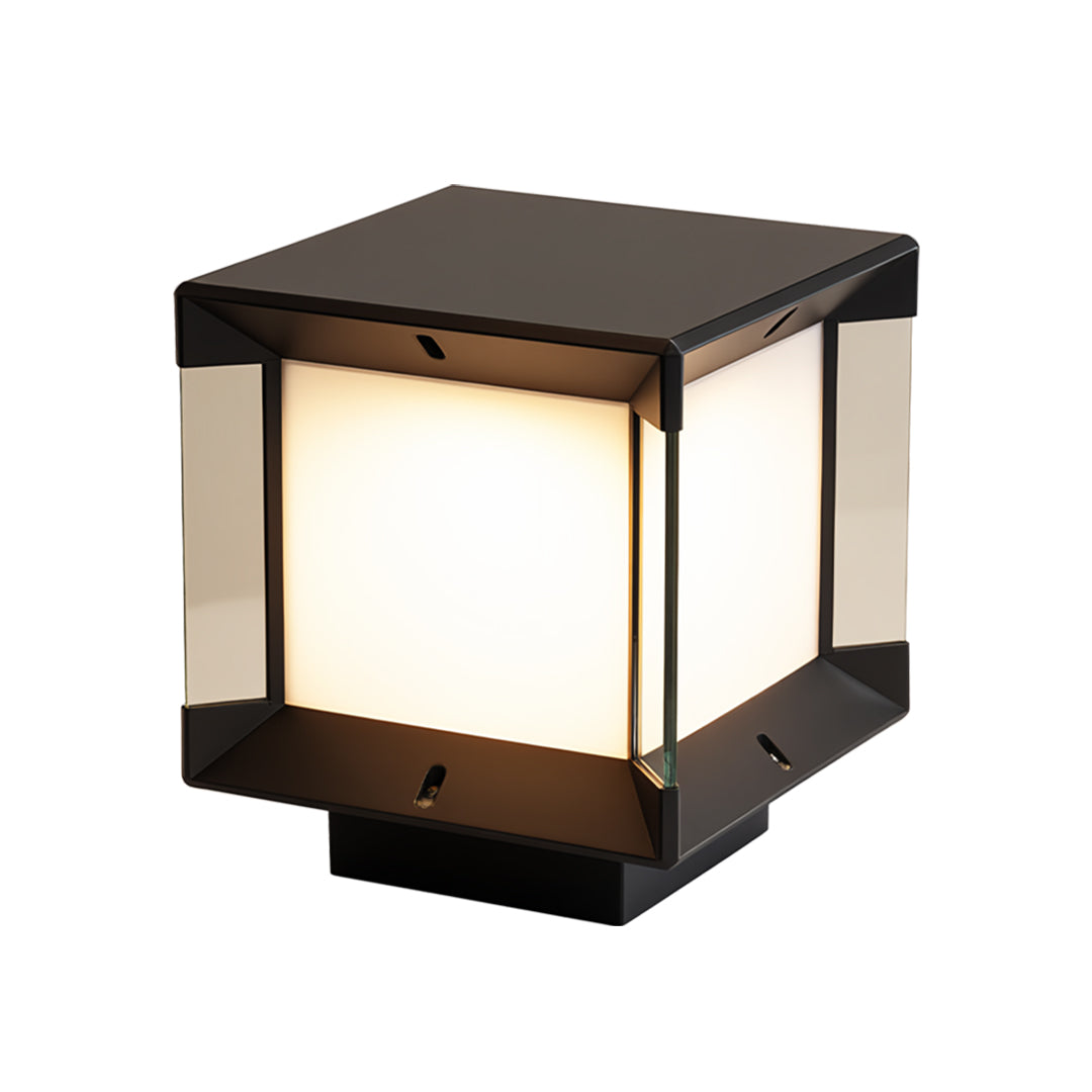 Modern Minimalist Outdoor Pillar Light — Black Aluminum, Clear Glass, Solar / Hardwired, IP65, LED E27, 3 Sizes