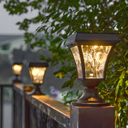 Rustic Solar Lantern Post Cap Light — Die-Cast Aluminum, Rippled PC Shade, LED, IP55, Dusk-to-Dawn, 3000K / 6000K
